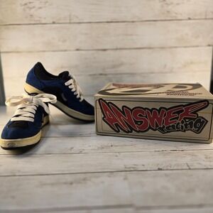 Answer Racing Vintage BMX Skate Shoes Blue Black Suede Low Top Mens 5.5 Womens 7